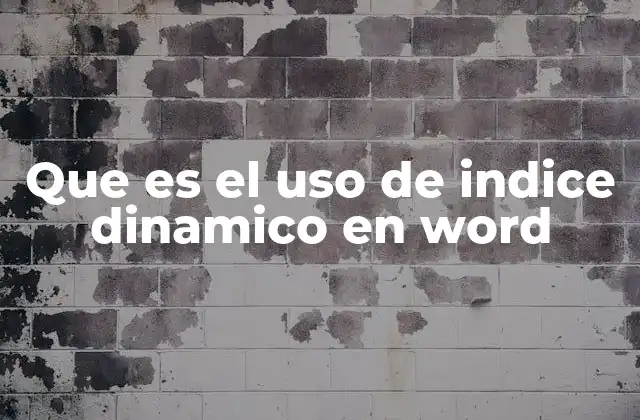 Que es el Uso de Indice Dinamico en Word