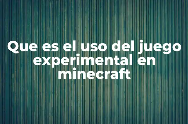 Que es el Uso Del Juego Experimental en Minecraft