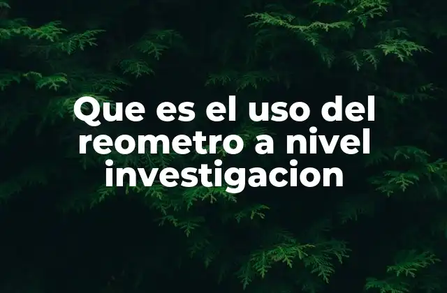 Que es el Uso Del Reometro a Nivel Investigacion
