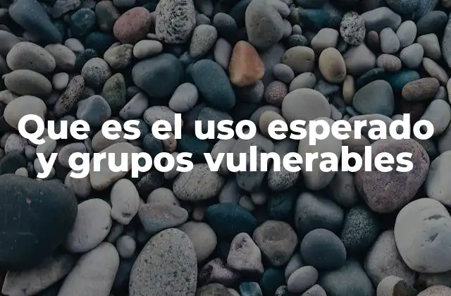 Que es el Uso Esperado y Grupos Vulnerables