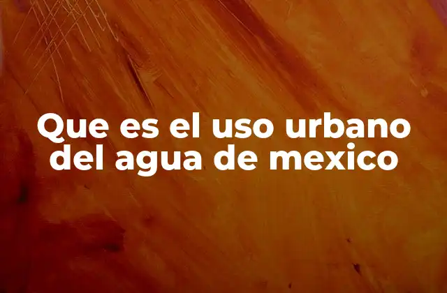 Que es el Uso Urbano Del Agua de Mexico