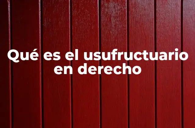 Qué es el Usufructuario en Derecho