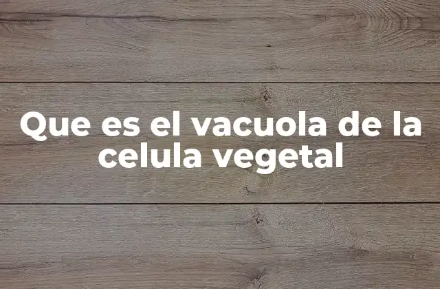 Que es el Vacuola de la Celula Vegetal