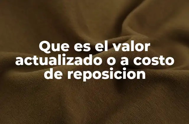 Que es el Valor Actualizado o a Costo de Reposicion