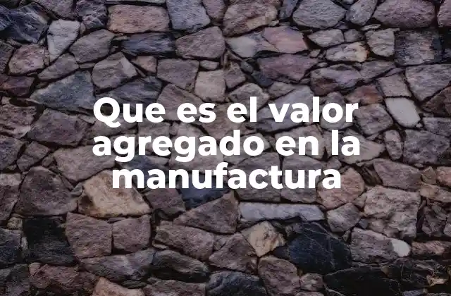 Que es el Valor Agregado en la Manufactura