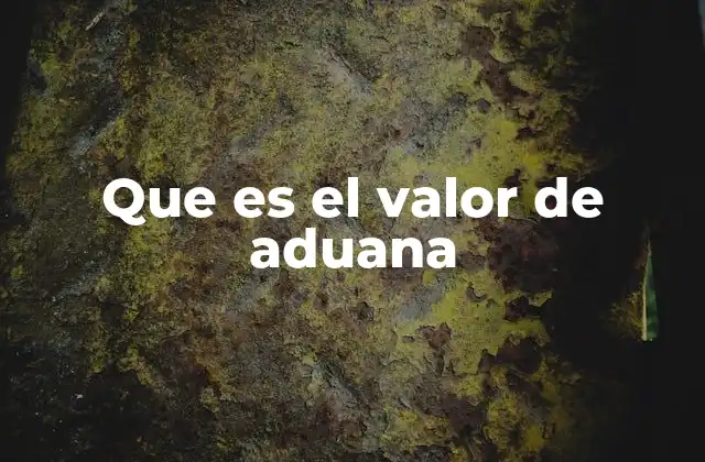 Que es el Valor de Aduana