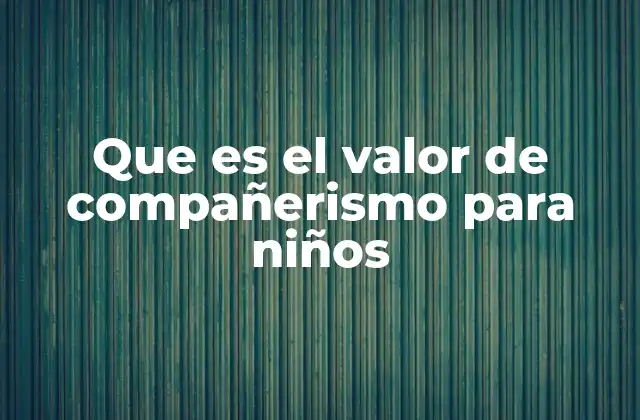 Que es el Valor de Compañerismo para Niños