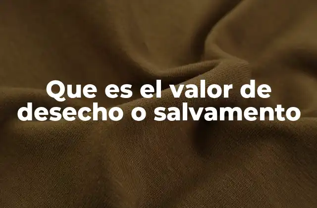 Que es el Valor de Desecho o Salvamento