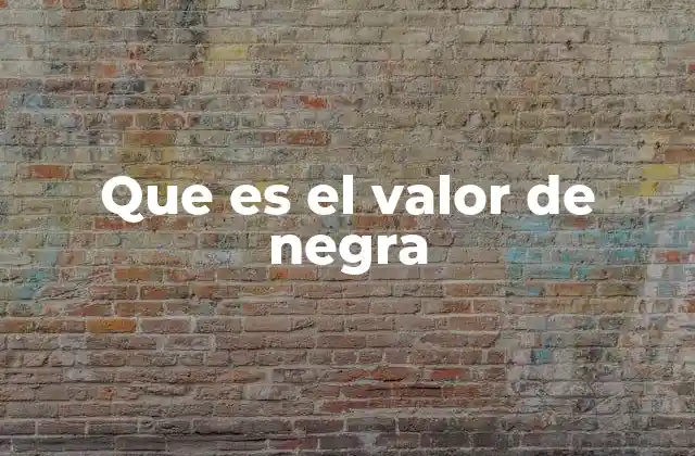 Que es el Valor de Negra