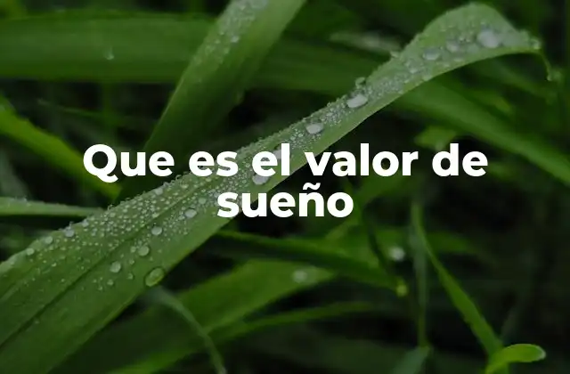 Que es el Valor de Sueño