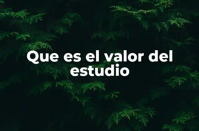 Que es el Valor Del Estudio