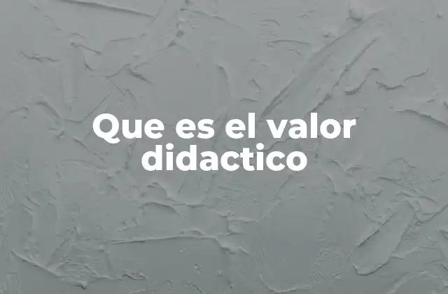 Que es el Valor Didactico