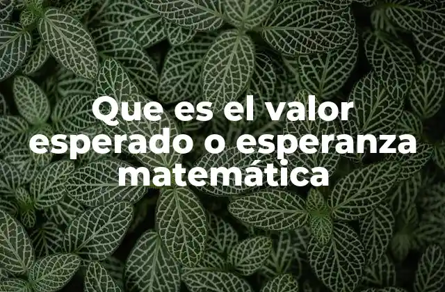Que es el Valor Esperado o Esperanza Matemática