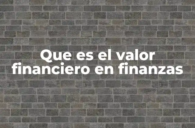 Que es el Valor Financiero en Finanzas
