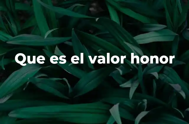 Que es el Valor Honor