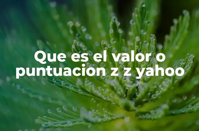 Que es el Valor o Puntuacion Z Z Yahoo
