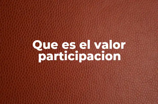Que es el Valor Participacion