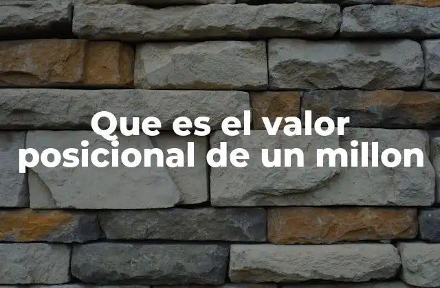 Que es el Valor Posicional de un Millon