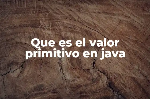 Que es el Valor Primitivo en Java