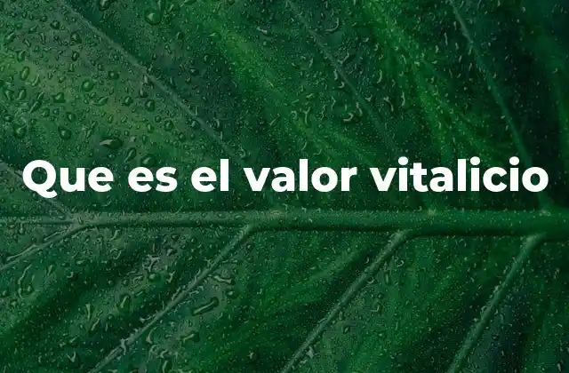 Que es el Valor Vitalicio