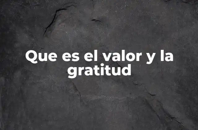 Que es el Valor y la Gratitud
