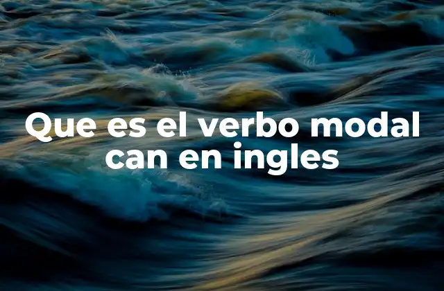 Que es el Verbo Modal Can en Ingles