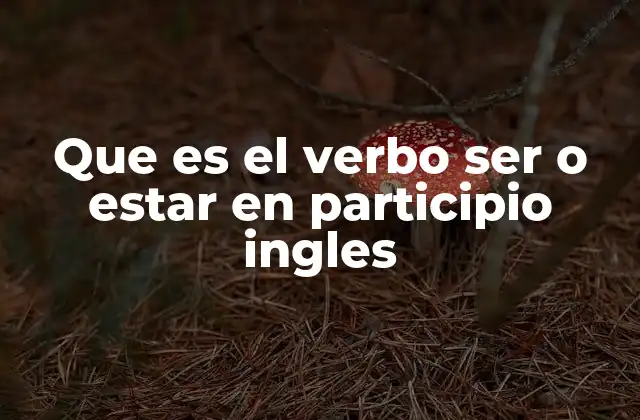 Que es el Verbo Ser o Estar en Participio Ingles