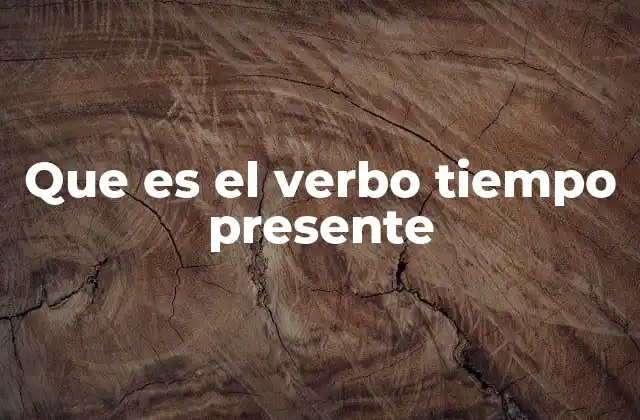 Que es el Verbo Tiempo Presente