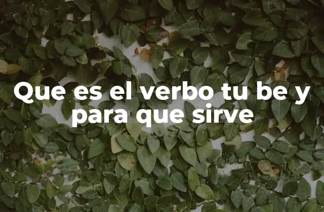Que es el Verbo Tu Be y para que Sirve