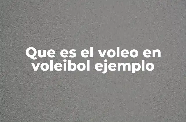 Que es el Voleo en Voleibol Ejemplo