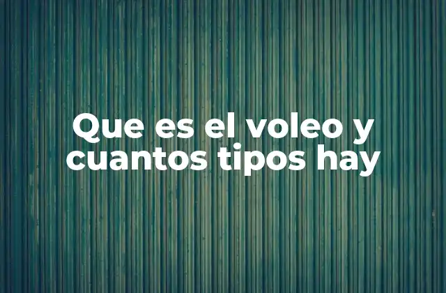 Que es el Voleo y Cuantos Tipos Hay