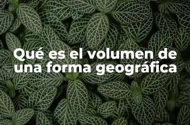Qué es el Volumen de una Forma Geográfica