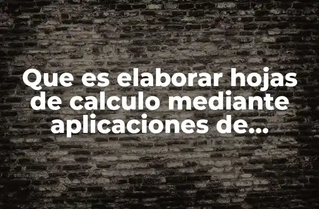Que es Elaborar Hojas de Calculo mediante Aplicaciones de Computo