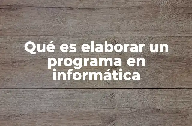 Qué es Elaborar un Programa en Informática