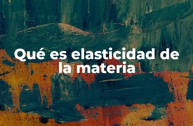 Qué es Elasticidad de la Materia