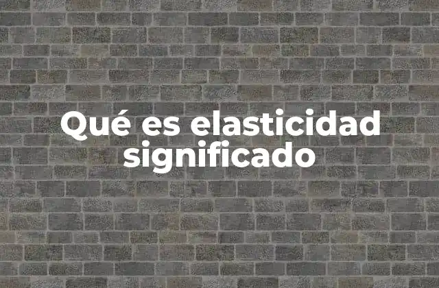 Qué es Elasticidad Significado
