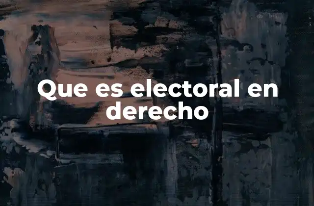 Que es Electoral en Derecho