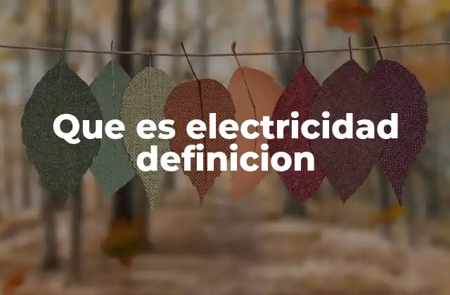 Que es Electricidad Definicion