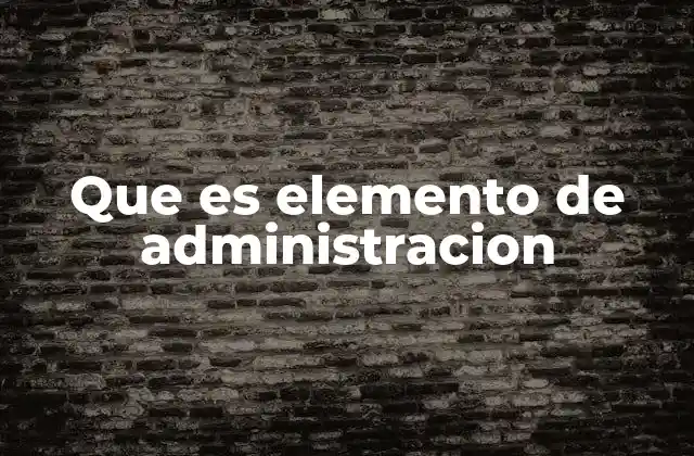 Que es Elemento de Administracion