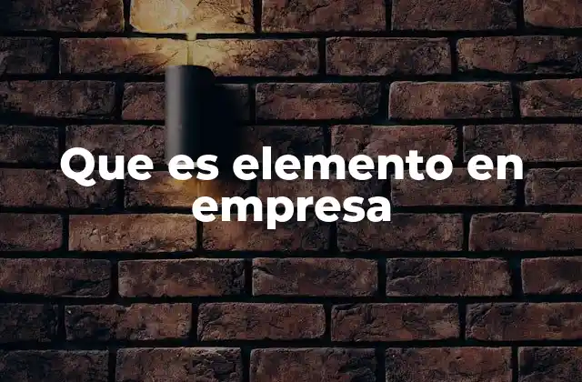 Que es Elemento en Empresa
