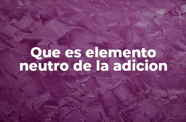 Que es Elemento Neutro de la Adicion