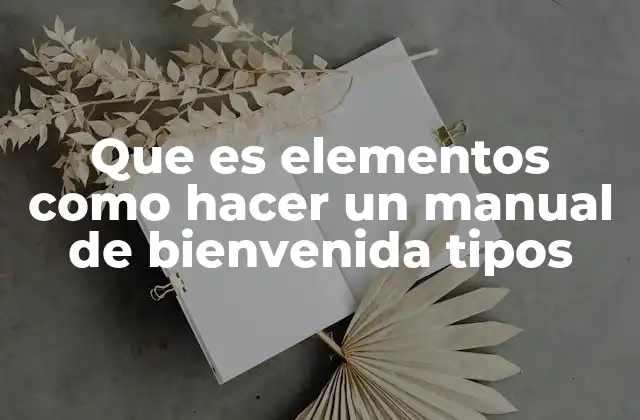 Que es Elementos como Hacer un Manual de Bienvenida Tipos