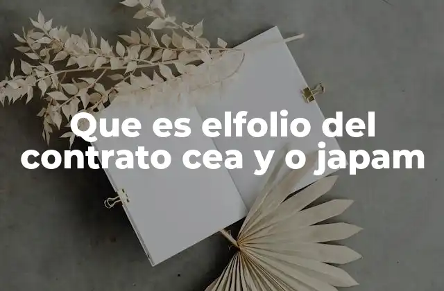 Que es Elfolio Del Contrato Cea y o Japam