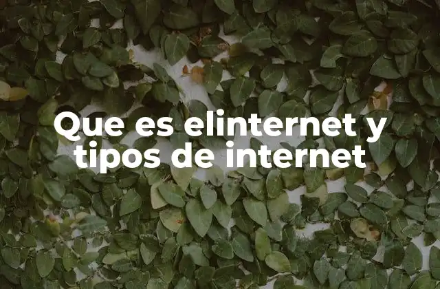 Que es Elinternet y Tipos de Internet