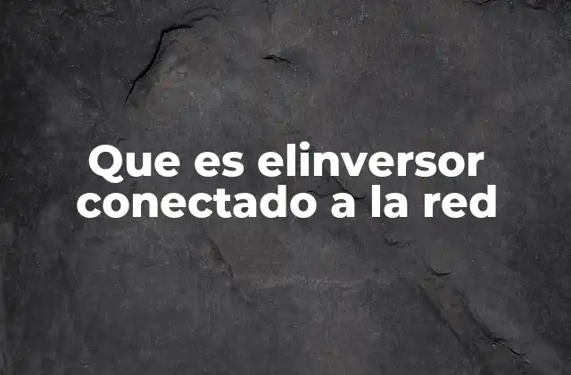 Que es Elinversor Conectado a la Red