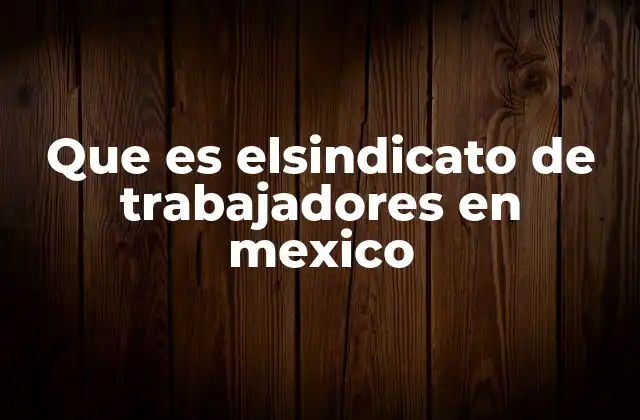 Que es Elsindicato de Trabajadores en Mexico