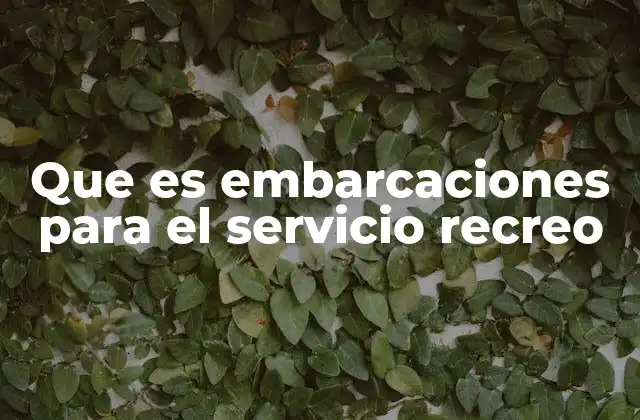 Que es Embarcaciones para el Servicio Recreo