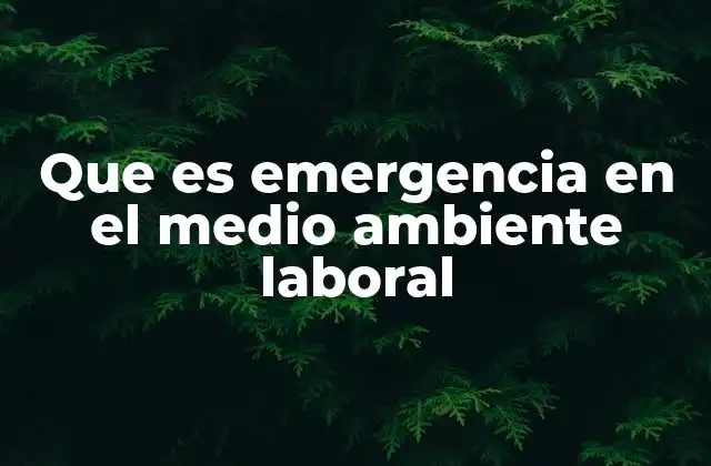 Que es Emergencia en el Medio Ambiente Laboral