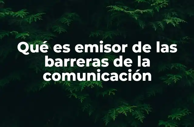 Qué es Emisor de las Barreras de la Comunicación