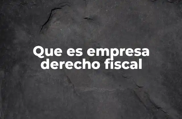 Que es Empresa Derecho Fiscal